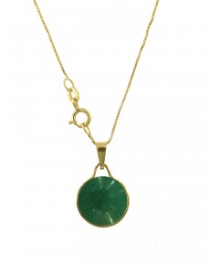 COLLANA CABOCHON VERDE - Donna Oro Giallo 18 Kt Carati 750 