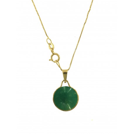 COLLANA CABOCHON VERDE - Donna Oro Giallo 18 Kt Carati 750 