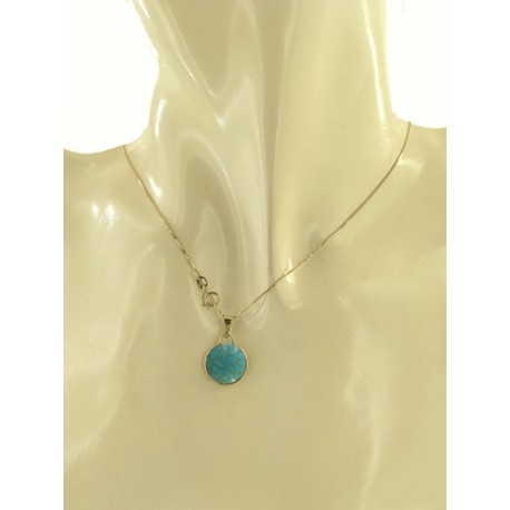COLLANA TURCHESE TONDO PICCOLO - Donna Oro Giallo 18 Kt Carati 750