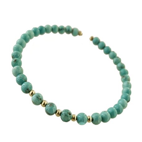 BRACCIALE SEMIRIGIDO TURCHESE - Semirigido Oro Giallo 18 Kt Carati Ct 750