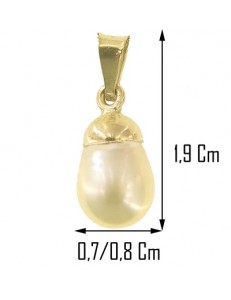 Ciondolo Pendente Perla Goccia Uomo Donna Oro Giallo 18 Kt Carati Ct 750 1,25Gr