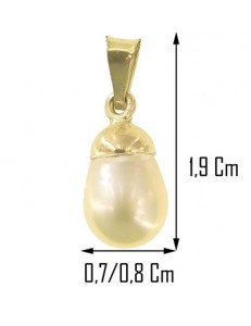 Ciondolo Pendente Perla Goccia Uomo Donna Oro Giallo 18 Kt Carati Ct 750 1,25Gr