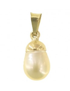 Ciondolo Pendente Perla Goccia Uomo Donna Oro Giallo 18 Kt Carati Ct 750 1,25Gr