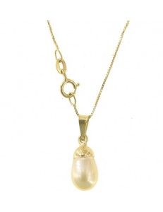 COLLANA PERLA GOCCIA GRANDE - Donna Oro Giallo 18 Kt Carati Ct 750 