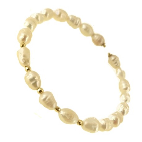 Bracciale Braccialetto Donna Perle Barocche Oro Giallo 18 Kt Carati Ct 750
