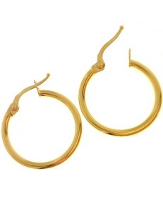 Orecchini Donna Cerchio Cerchi Oro Giallo 18 kt Carati Ct 750 0,85 Gr