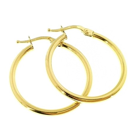 Orecchini Donna Cerchio Cerchi Oro Giallo 18 kt Carati Ct 750 0,85 Gr