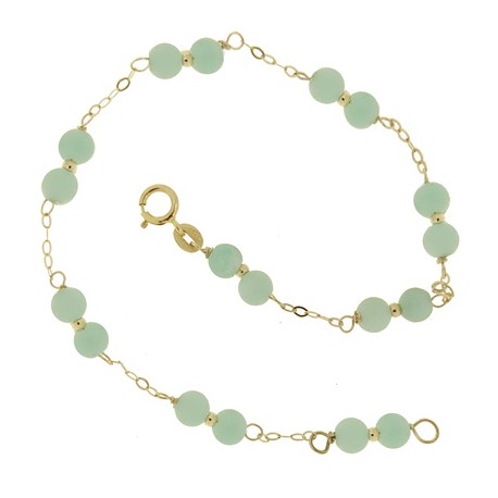 Bracciale Braccialetto Amazonite Donna Oro Giallo 18 Kt Carati Ct 750