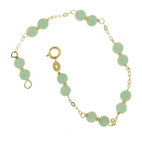Bracciale Braccialetto Amazonite Donna Oro Giallo 18 Kt Carati Ct 750