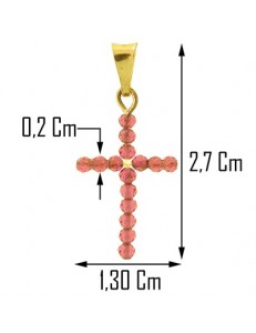Collana Catenina Pendente Croce Rubini Uomo Donna Oro Giallo 18 kt Carati Ct 750