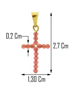 Ciondolo Pendente Croce Rubini Uomo Donna Oro Giallo  18 Kt Carati 750 0,45 Gr