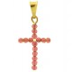 Ciondolo Pendente Croce Rubini Uomo Donna Oro Giallo  18 Kt Carati 750 0,45 Gr