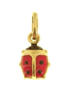 PENDENTI ORO GIALLO - Ciondolo Pendente Bambino Bimba Oro Giallo 18 Kt Carati Ct 750 0,40Gr Coccinella