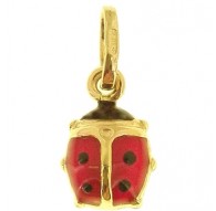 PENDENTI ORO GIALLO - Ciondolo Pendente Bambino Bimba Oro Giallo 18 Kt Carati Ct 750 0,40Gr Coccinella