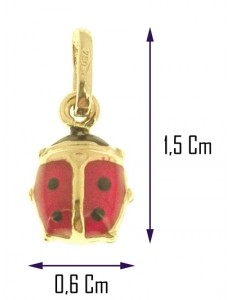 PENDENTI ORO GIALLO - Ciondolo Pendente Bambino Bimba Oro Giallo 18 Kt Carati Ct 750 0,40Gr Coccinella