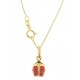 COLLANE ORO GIALLO - Collana Catenina Pendente Coccinella Donna Oro Giallo 18 Kt Carati Ct 750 1,10Gr