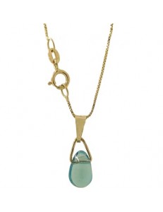 FOTO BUSTO COLLANA PUNTO LUCE GOCCIA AZZURRA - Donna Giallo 18 kt Carati 750