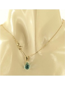 FOTO BUSTO COLLANA PUNTO LUCE GOCCIA AZZURRA - Donna Giallo 18 kt Carati 750