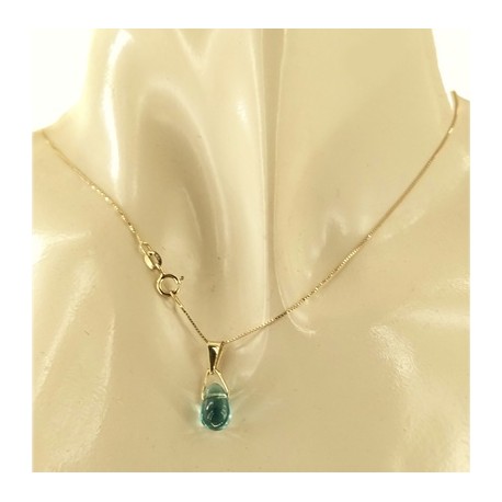 FOTO BUSTO COLLANA PUNTO LUCE GOCCIA AZZURRA - Donna Giallo 18 kt Carati 750