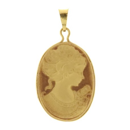 PENDENTE CAMMEO 01 - Donna Oro Giallo 18 Kt Carati Ct 750 