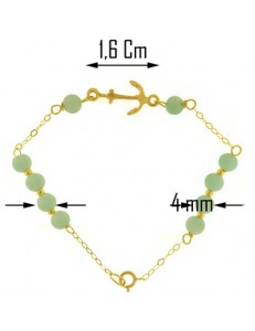 Bracciale Braccialetto Bimbo Bambino Amazonite Oro Giallo 18 Kt Carati Ct 750