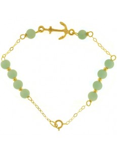 Bracciale Braccialetto Bimbo Bambino Amazonite Oro Giallo 18 Kt Carati Ct 750