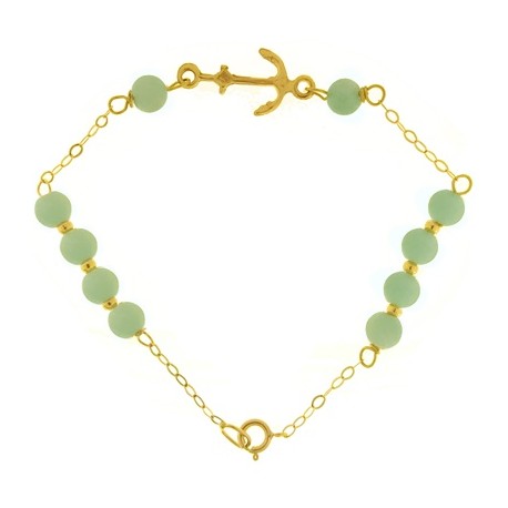 Bracciale Braccialetto Bimbo Bambino Amazonite Oro Giallo 18 Kt Carati Ct 750