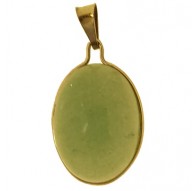 Ciondolo Pendente Agata Verde Donna  Oro Giallo 18 Kt Carati Ct 750 3,0 Gr