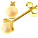 ORECCHINI ORO GIALLO - Orecchini Perle Punto Luce Donna Oro Giallo 18 Kt Carati Ct 750 1,15 Gr