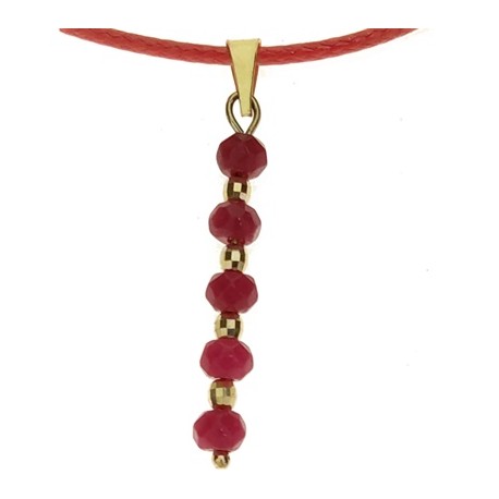 Collana Ciondolo Pendente Con Rubini Donna Oro Giallo 18 Kt Carati Ct 750