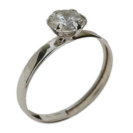 ANELLI ORO BIANCO - Anello Donna Ragazza Solitario Oro Bianco 18 kt Carati Ct 750 1,05 Gr Zircone