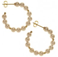 Orecchini Perle Cerchio Cerchi Donna Oro Giallo 18 Kt Carati Ct 750 Gr 3,00