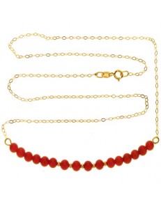 Collana Catenina Corallo  Girocollo Oro Giallo 18 Kt Carati Ct 750 2,0 Gr  Donna 47Cm