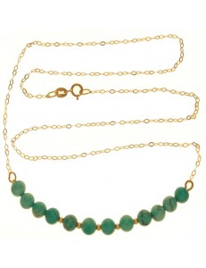 Collana Catenina Turchese  Girocollo Oro Giallo 18 Kt Carati Ct 750 2,50 Gr  Donna 47Cm