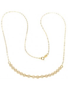 Collana Catenina Perle  Girocollo Oro Giallo 18 Kt Carati Ct 750 2,50 Gr  Donna 47Cm