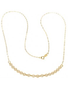 Collana Catenina Perle  Girocollo Oro Giallo 18 Kt Carati Ct 750 2,50 Gr  Donna 47Cm