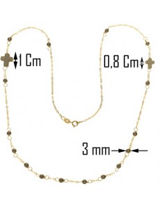 Collana Catena 50 Cm Rosario Uomo Donna Oro Giallo 18 KT Carati Ct 750 2,7 gr