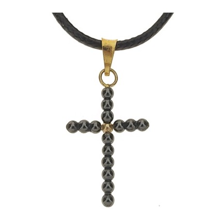 Collana Ciondolo Pendente  Croce Uomo Donna Oro Giallo 18 Kt Carati Ct 750 0,7 Gr