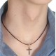 Collana Ciondolo Pendente  Croce Uomo Donna Oro Giallo 18 Kt Carati Ct 750 0,7 Gr