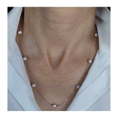 COLLANA SFERE ZIRCONI - Oro Giallo 18 kt Carati Ct 750 