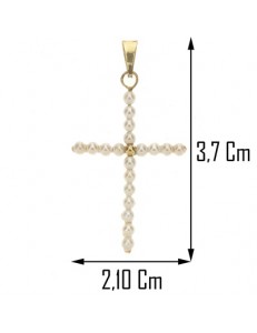 Ciondolo Pendente Croce Perle Donna Oro Giallo  18 Kt Carati 750 0,55 Gr