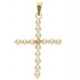 Ciondolo Pendente Croce Perle Donna Oro Giallo  18 Kt Carati 750 0,95 Gr