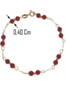 BRACCIALI DONNA - Bracciale Braccialetto Donna Corallo Rosso Oro Giallo 18 Kt Carati Ct 750