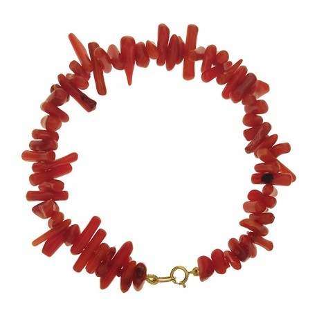 Bracciale Braccialetto Donna Corallo Rosso Oro Giallo 18 Kt Carati Ct 750 12 Gr