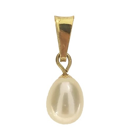 PENDENTE PERLA GOCCIA - Uomo Donna Oro Giallo 18 Kt Carati Ct 750 