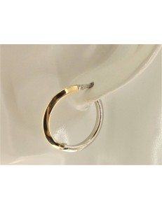 ORECCHINI CERCHIO GIALLI - Orecchini Donna Cerchio Oro Giallo Bianco 18 kt Carati Ct 750 3,70 Gr Bicolore