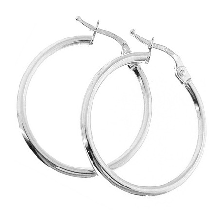 Orecchini Donna Cerchio Cerchi Oro Bianco18 kt Carati Ct 750 0,80 Gr