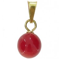 Ciondolo Pendente Donna Oro Giallo 18 Kt Carati CT 750 0,85 Gr Sfera Corallo