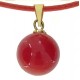 Collana Laccio Pendente Sfera Corallo Donna Oro Giallo 18 kt Carati 750