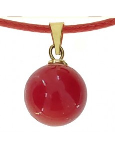 Collana Laccio Pendente Sfera Corallo Donna Oro Giallo 18 kt Carati 750